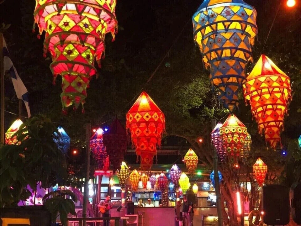 Indian Desinger Lámpara Relámpago Tradicional Tonos Bordado Espejo Trabajo Colgante Foto 4 de 4