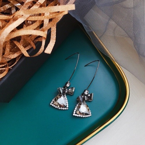 Crystal Bow Dangle Drop Earrings for Women, Elegant Bow Earrings,Jewelry Gifts - Foto 4 di 6