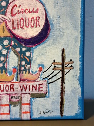 Original acrylic pencil Clown 10x8 canvas "Circus Liqueur" Limited 1/1 signed - Picture 5 of 20