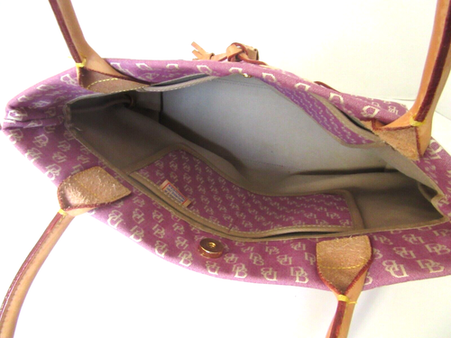 Dooney & Bourke PINK SIGNATUR CANVAS HELLBRAUN LEDER QUASTE BEUTELTASCHE HANDTASCHE ~ 16" breit - Bild 12 von 15