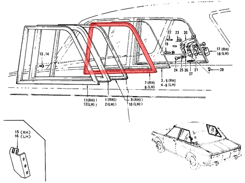 for Datsun 510 KB510 Bluebird 1600 SSS 2door sedan weatherstrip rubber seal set - Picture 6 of 8