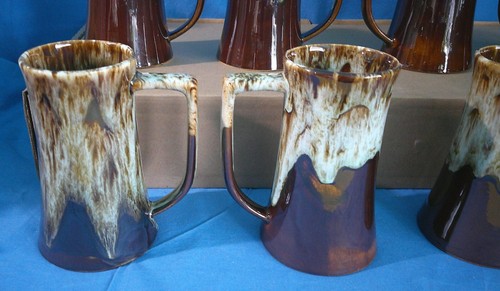 Canonsburg Carefree Ironstone Brown Drip Mugs Tankards ~ Set of 8 ~ USA ~ EUC! - Picture 9 of 23
