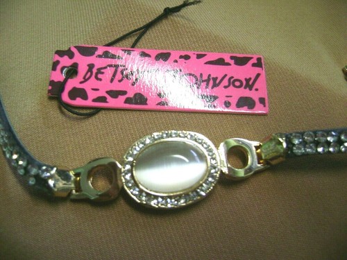 NWT- BETSEY JOHNSON CABOCHAN BLACK CLEAR RHINESTONE BAND BRACELET. USA SELLER - Picture 7 of 7