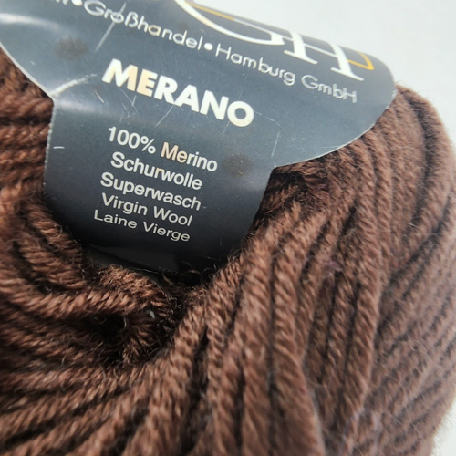 One MERANO Wool Skein GGH Garn GroBhandel Hamburg 50g Yarn Brown - Picture 7 of 8