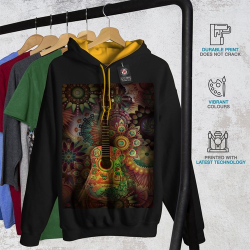 Hood Contrast Black Colorful Men Hoodie New Guitar gold Rpq0wqn1