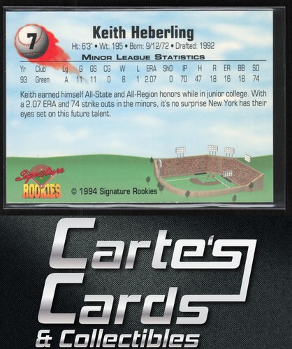 Keith Heberling 1994 Signature Rookies #7 Authentic Signatures Hornets 5554/8650 - Picture 2 of 2