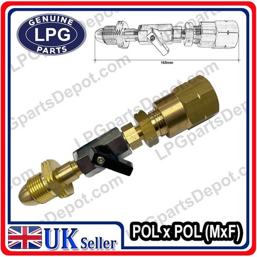 POL Macho x POL Mujer Extensión LARGA Válvula de Gas Botella Adaptador de Recarga Conector - Imagen 3 de 3