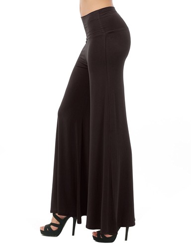 Women Palazzo Ladies Plain Leggings Flared Wide Leg Pants Baggy Trousers 8-22 - Picture 61 of 99