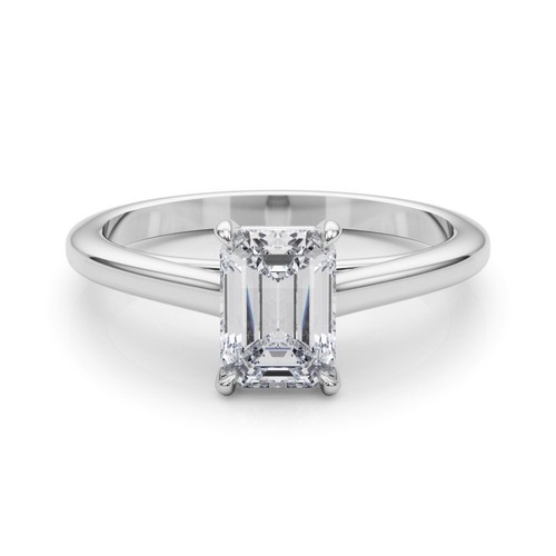 Platinum IGI 1 CT F/VVS Emerald Cut Lab Grown Diamond Solitaire Engagement Ring - Picture 2 of 14
