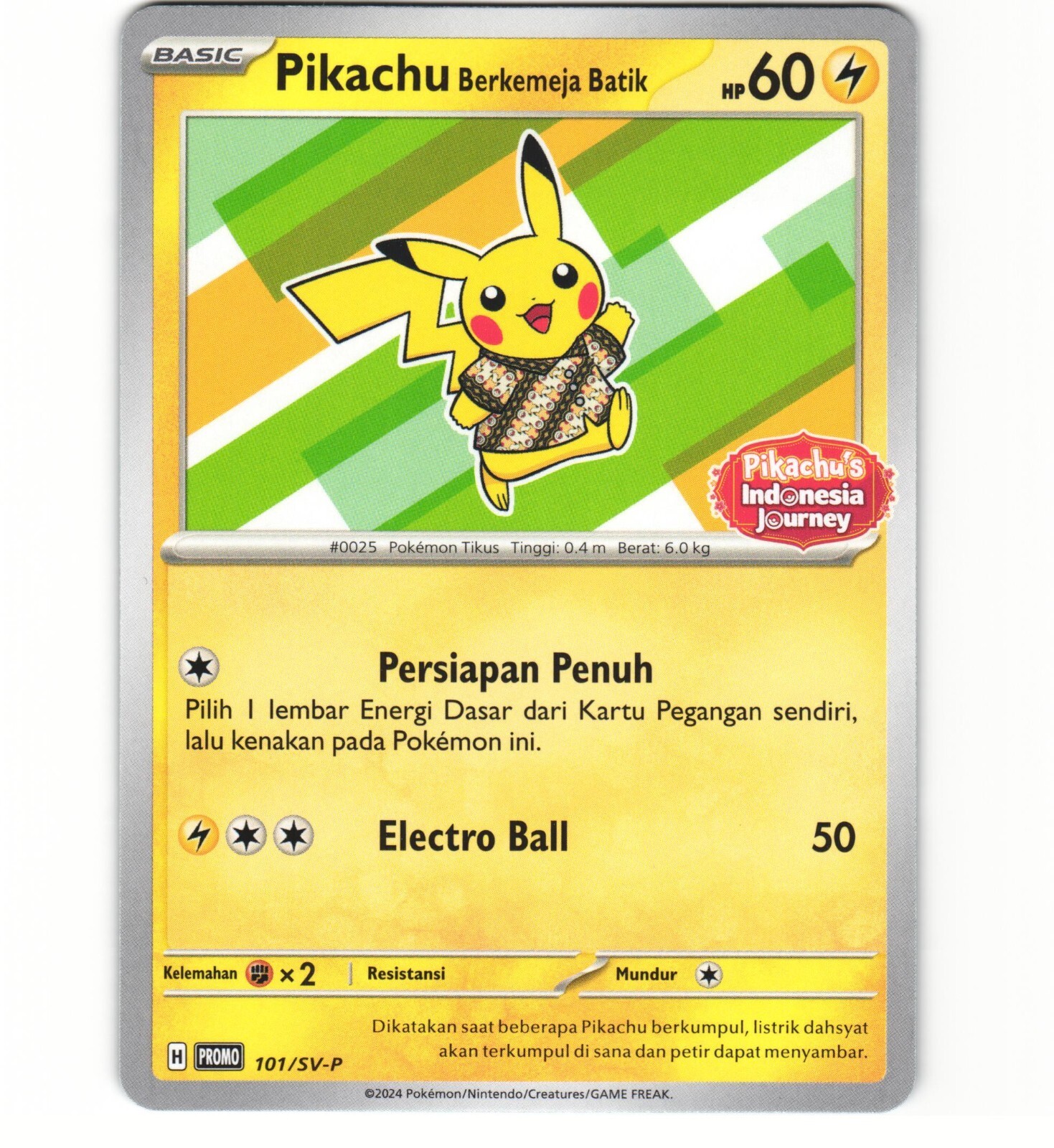 Pikachu Berkemeja Batik 101/SV-P Indonesia Journey Promo Indonesian Pokemon Card