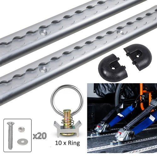 1M L Track Anchor Track Tie Down Point Rail Trailer Caravan Cargo +Rings Kit NEW - Picture 1 of 10