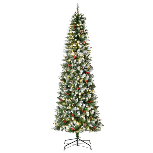 7.5ft PreLit Slim Holiday Christmas Tree Snow Flocked with LED Lights Clearance - Picture 11 of 12