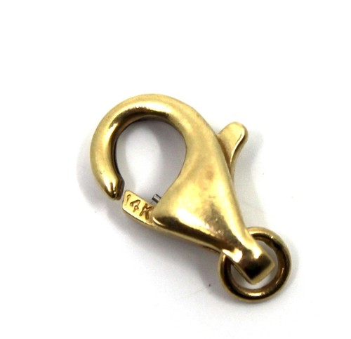 Lobster Clasp w Jump Ring Necklace Lock Replacement 14K Solid Yellow Gold 13x7mm