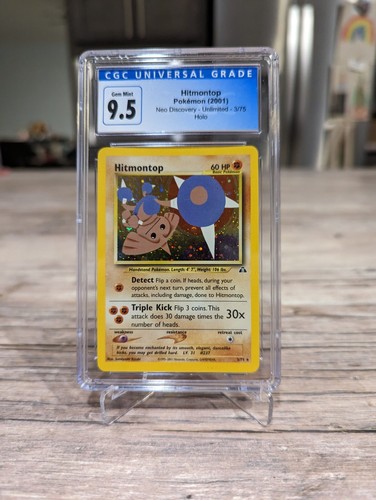 CGC 9.5 Hitmontop 3/75 Neo Discovery Unlimited Holo - 2001 Pokemon low pop 💎 - Picture 1 of 4