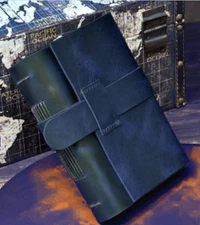 B6 Writing notes Notebook sketchbook Diary Notepad handmade leather blue Q373