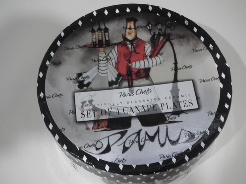 NWT Paris Chefs Set Of 4 Canape Plates 5-3/16" Diameter - Picture 2 of 10