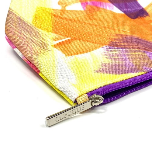 Clinique Borsa Trucco Multicolore Pennello Tratto Stampa Tela Organizzatore Cerniera Pouch - Foto 4 di 4