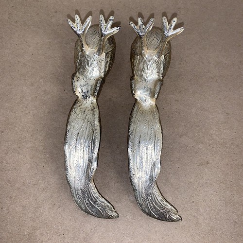 Vintage Set Of Silverplate Pheasent Salt & Pepper, USA 6" long. Please See Pics - Picture 18 of 20