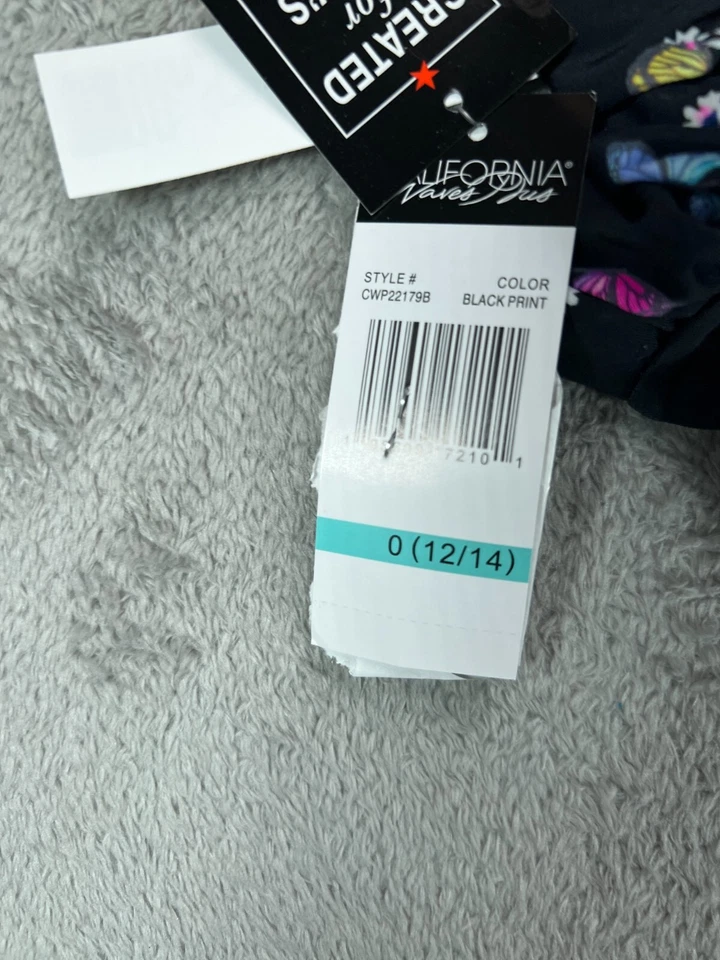 California Waves Womens Bikini Swimsuit 2 Piece Black Butterfly Size Large 12 - Image 4 of 4