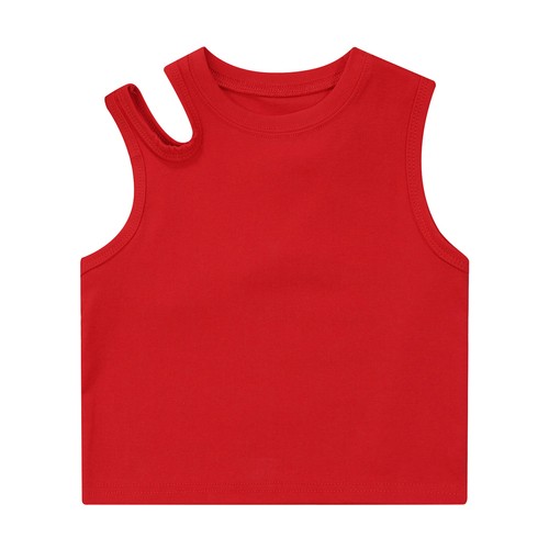 Kids Girls Top Irregular Shoulder Vest Athletic Tank Workout Activewear Summer - Picture 14 of 48
