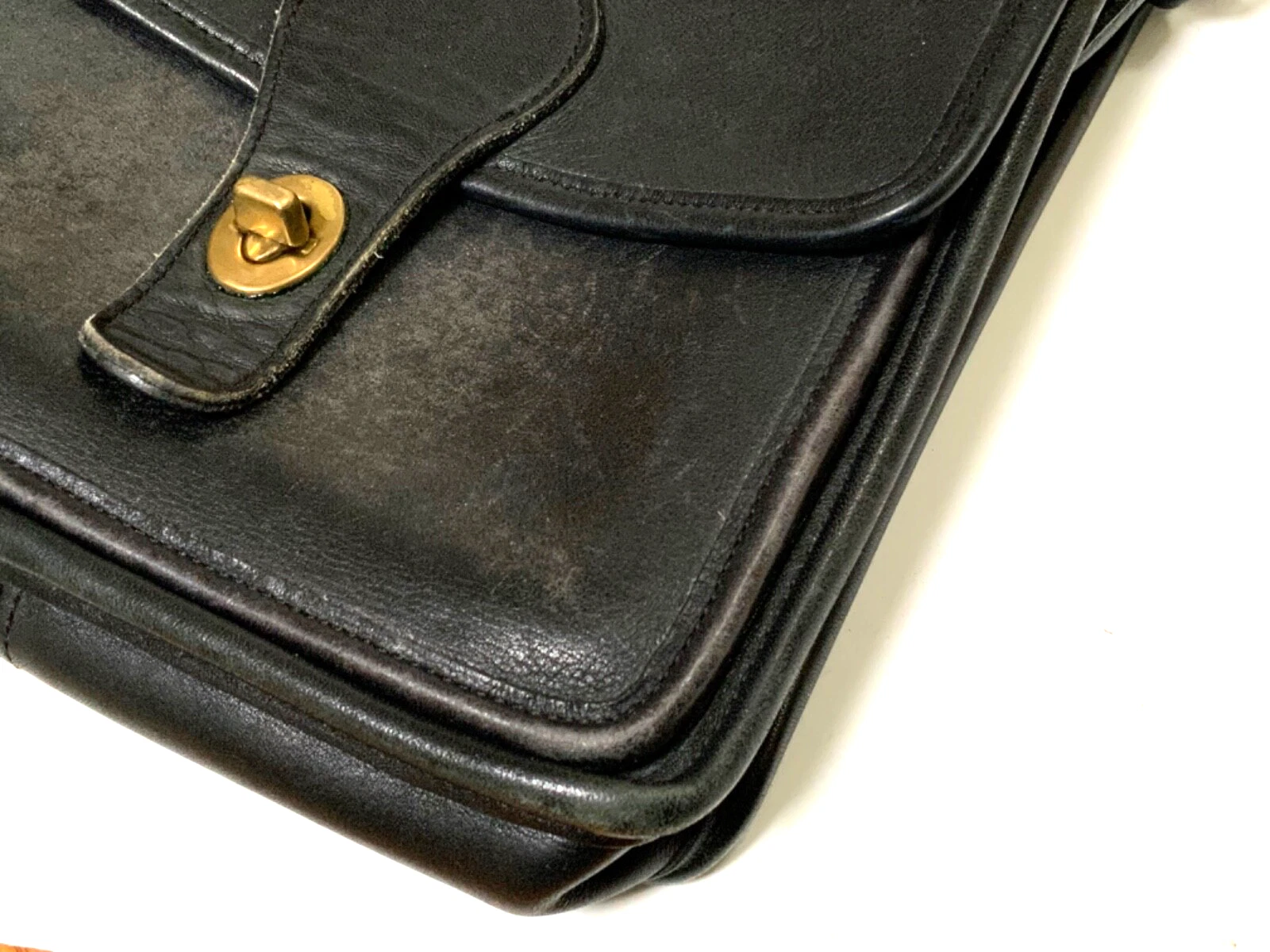 Borsa stazione Coach vintage in pelle marrone E6L 5130 con cinturino