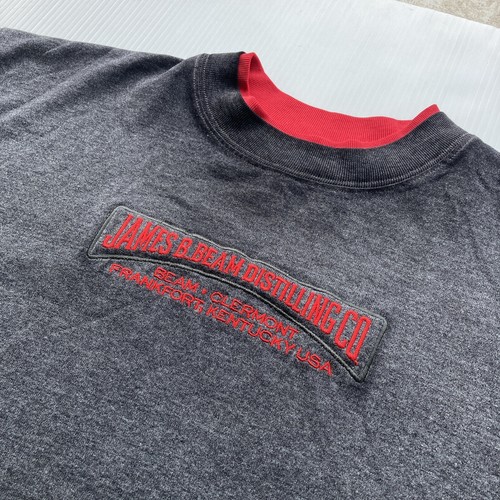 Vintage 90s James Beam Bourbon Jim Beam Dark Grey Mens T-Shirt Embroidered - Picture 3 of 7