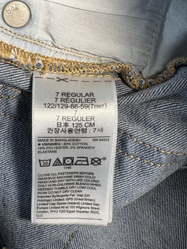 Gap Youth Girls Denim Blue Jeans Mid Rise Size 7 Regular Stretch Straight Leg - Picture 5 of 9