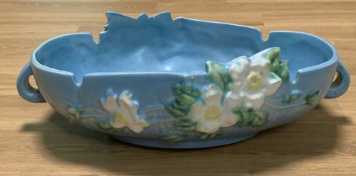 Beautiful Roseville White Rose Console Bowl 391-10 - Picture 12 of 15