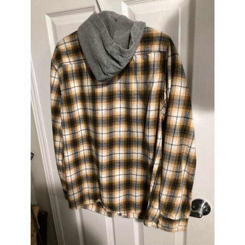 men's aeropostale plaid flannel button down shirt hoodie Med - Picture 2 of 2