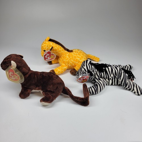 Lot Of 6 TY Beanie Babies Twigs, Runner, Zeus, Ziggy, Spike Rhino Giraffe Zebra - Picture 2 of 9