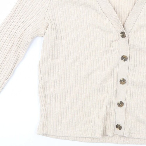 Boohoo Womens Beige V-Neck Polyester Blend Cardigan Size M - Picture 10 of 12