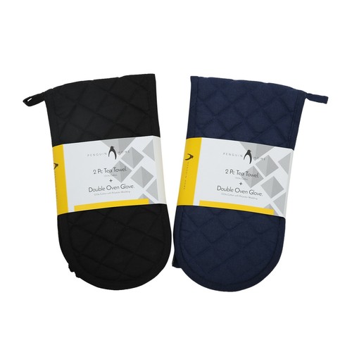 Penguin Home® Set 3 Pezzi Guanti da Forno e Teaera - 100% Cotone Design Elegante - Foto 33 di 100