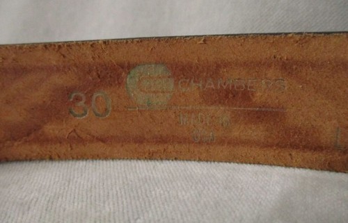 Vintage Chambers Red & Black Leather Belt Tooled Sz 30 Western Silver Buckle - Picture 4 of 4