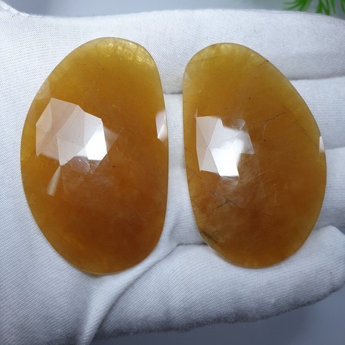 100% Natural Beryl Fancy Shape Matching Pair Slice Cut Gemstone 2ps - Picture 1 of 6