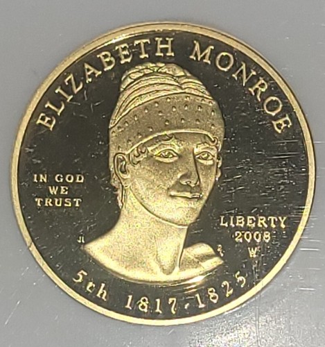 1/2 Troy Oz .9999 Fine Gold 1st Lady Elizabeth Monroe PF69 Ultra Cameo - Picture 3 of 4