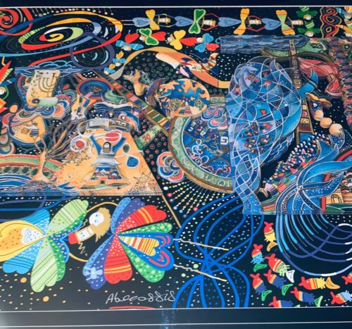 Raphael Abecassis, Exodus, Original Gouache Painting With 3-D Decoupage - Picture 3 of 11