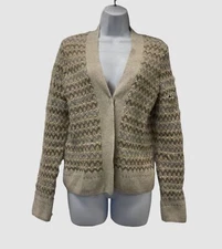 $139 Neiman Marcus Women's White Cashmere Metallic Knit Cardigan Sweater Size L