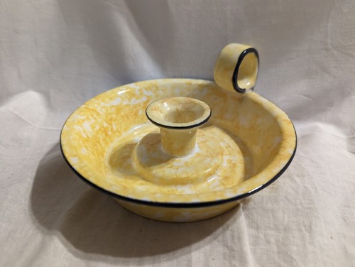 Stangl "Town and Country" Spongeware Candle Holder, Yellow, Vintage - PRE-OWNED  - Picture 1 of 8