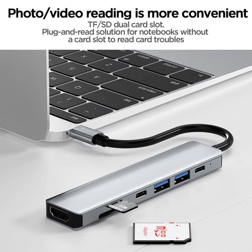 3/4/5/6/7/8/10 in1 Multiport Type C To USB-C 4K HDMI Adapter USB 3.0 Cable Hub - Picture 11 of 29