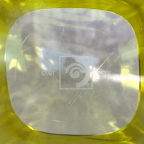 Beautifull Val Saint Lambert Belgium crystal vessel bowl yellow - white interior - Picture 9 of 11