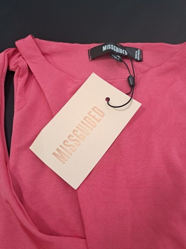 Body MISSGUIDED rosa aderente asimmetrico con ritagli nuovo con etichette donna UK 10 - Foto 6 di 10
