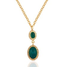 Green Onyx White Topaz Birthstone Jewelry Gold Plated Sterling Silver Pendant