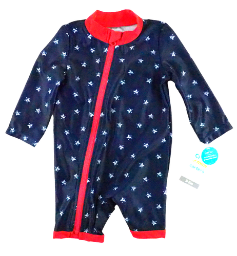 Traje de baño Child of Mine de Carter's 3 - 6 Mths azul y rojo con estrellas - Imagen 6 de 6