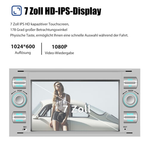 Carplay Android 14 Autoradio GPS RDS 2+64G Kamera Für Ford Focus MK2 Transit MK7 - Bild 6 von 15