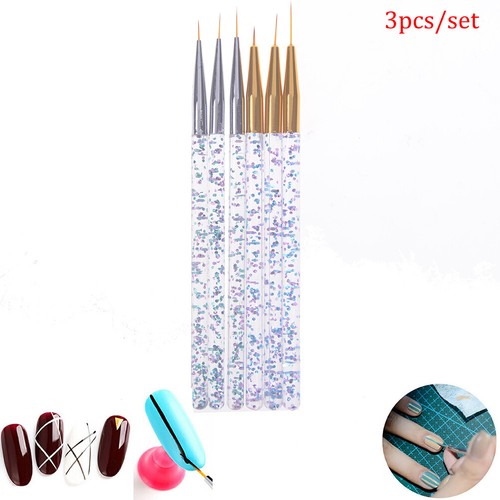 3Pcs/Set Nail Art Liner Brush Paintings Drawing Lines GridAcrylic Pen Diy FT ZF