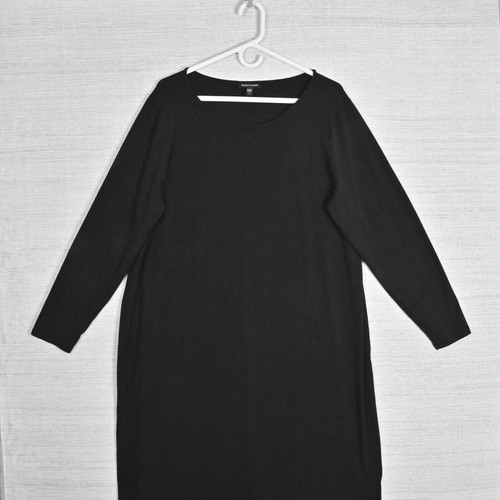 Eileen Fisher Stretch Jersey Knit Cotton Oversized Black Shift Maxi Dress 1X - Picture 18 of 24