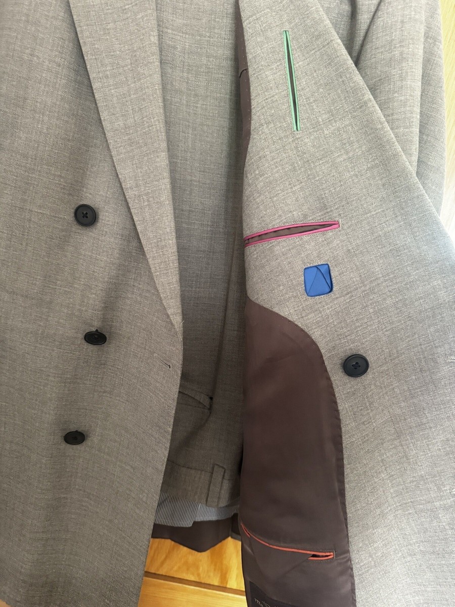 TM Lewin Venaria Men s Suit Double Breasted Slim Fit 46R 37R eBay