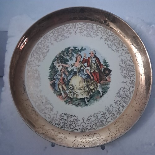 Plato de cena vintage Sabin Crest O oro 22K garantizado cortejo pareja - Imagen 1 de 4