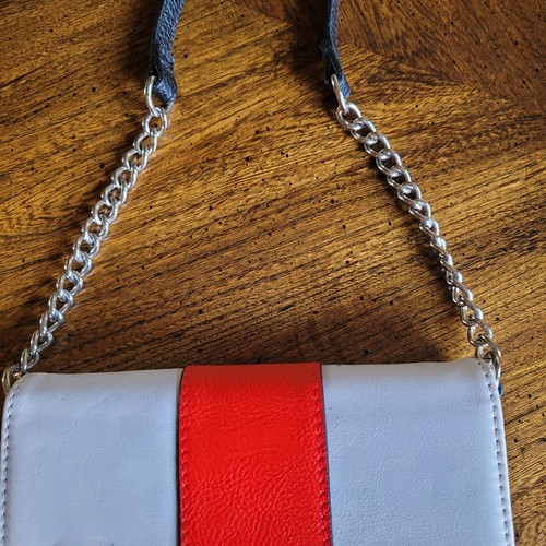 NIne West Snap and Go Small Crossbody Wallet Purse Clutch Red, White, Dark Blue - Picture 9 of 16