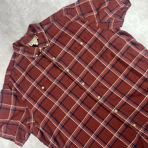Duluth Trading Co Mens Plaid Short Sleeve Hemp Blend Button Up Shirt Size 2XL